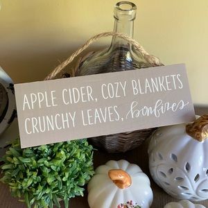 Rustic Tan Hanging Sign - Cozy Autumn Decor